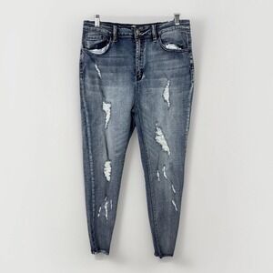 Kancan Signature Distressed Skinny Jeans Women's 30 Blue Stretch Denim